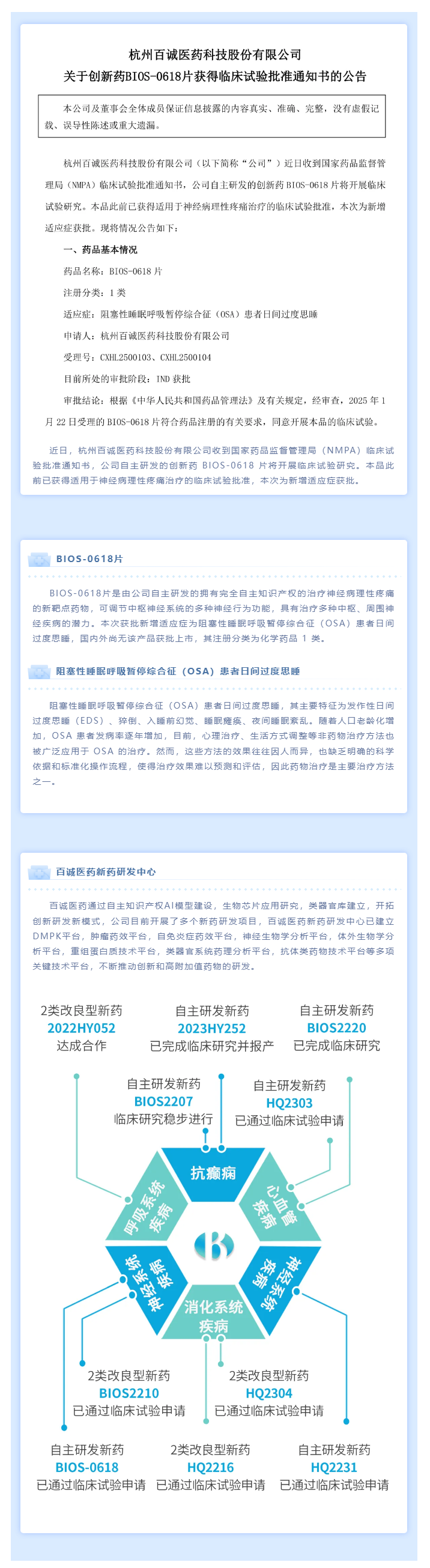 新增適應(yīng)癥！百誠醫(yī)藥創(chuàng)新藥BIOS-0618片臨床試驗(yàn)申請獲NMPA批準(zhǔn).png